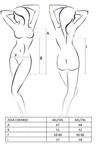 Комплект большого размера Zoja Chemise Black Passion Size Plus