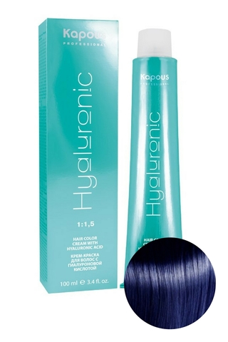 Крем-краска для волос с Гиалуроновой кислотой HY 07 Усилитель синий Kapous, 100 мл