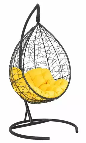 Подвесное кресло-кокон SEVILLA RELAX черное, желтая подушка (Laura Outdoor)
