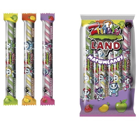 Маршмеллоу с ароматом клубники, манго,яблока ZНАЙКИ LAND 1кор*12бл*24шт,18г