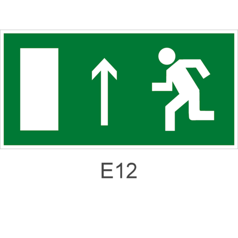 Знак Е12 направления пути эвакуации прямо (левосторонний)