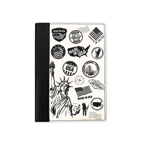 Ежедневник комбинированный с обработанными краями "Марки Америка" черный, белая вставка