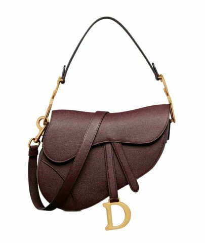Сумка Dior Saddle с ремнем бордовый