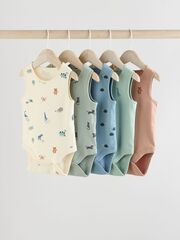 Боди без рукавов для малышей Next E57-853, 5 шт., Бежевый, Голубой, Мятный