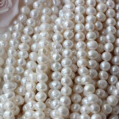 Жемчуг натуральный речной, приплюснутый, 6-7 мм, 1 нить, Ж010