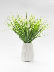 Растение искусственное, Зелень с цветами на вставке, Белый, 34 см, 1 шт.