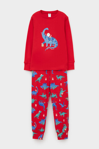 пижама  для мальчика  К 1541/насыщенно-красный,динозавры