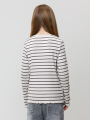 лонгслив  для девочки  КР 302820/молочный,тем.серый,полоска к623