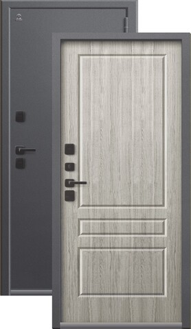 Термодверь входная Центурион Т-6 (2026), 2 замка, 1,4 мм металл, (серый букле+полярный дуб)