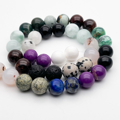 Натуральные камни микс бусины, диаметр около 10-10,7 мм, цена за нить 38 см