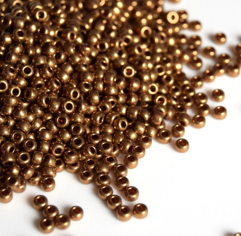 RR-0457L Бисер круглый Миюки 11/0 Светлая бронза /Miyuki round 11/0 Metallic Lt.Bronze