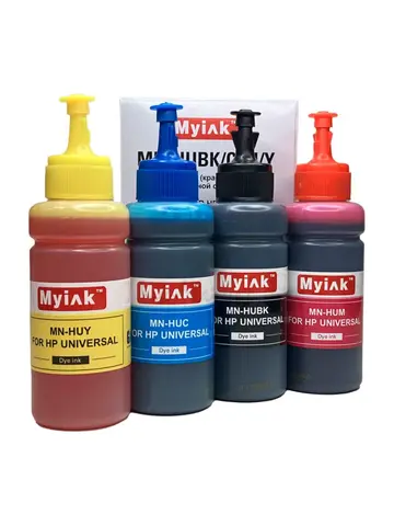 Чернила универсальные MyInk для HP водные (Dye), комплект 4 цвета по 100 мл
