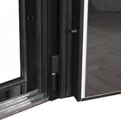 Входная металлическая дверь АСД Плата шагрень черная + дуб старый с большой зеркальной вставкой (адаптивная замковая часть)