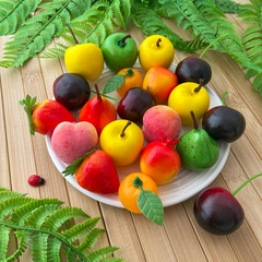 Фрукты искусственные МИКС, муляжи мини 3-6 см, набор 20 шт.