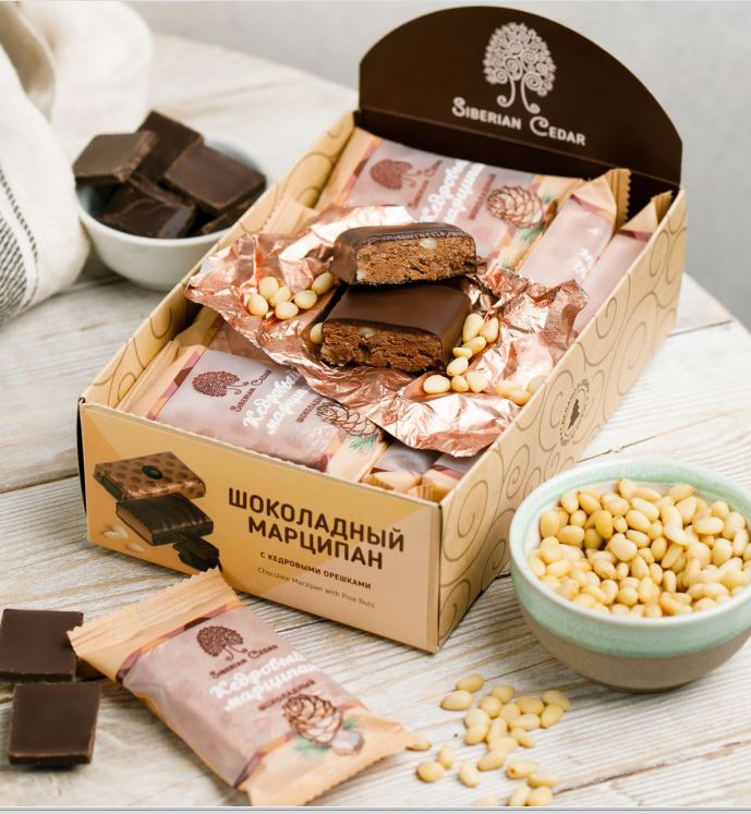Конфеты Марципан кедровый с шоколадом батончик Сибирский Кер 40 г