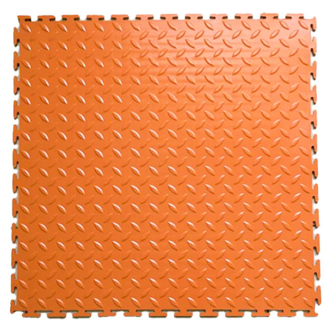 Напольная плитка ПВХ 500 х 500 мм в гараж. Оранжевая, толщина 7 мм.