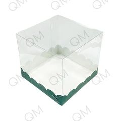 Коробка под кулич с прозрачным куполом 150*150*140 мм (зелёная матовая), 50шт