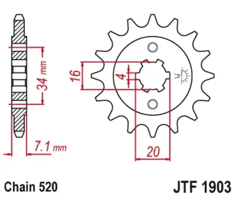 Звезда ведущая Bajaj 14Т ( DV101048 ), 90133029014, JTF1903.14