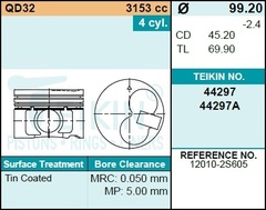 Поршень двигателя TEIKIN 44297 STD (4шт/упак)