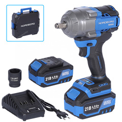 NORDBERG (NE805K) Гайковерт аккумуляторный, 1/2", 21В, 1000 Нм с двумя 4A акк. и зар. уст-вом, в кейсе