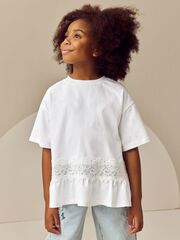 Футболка с кружевом для девочки Next E45-366, Белый