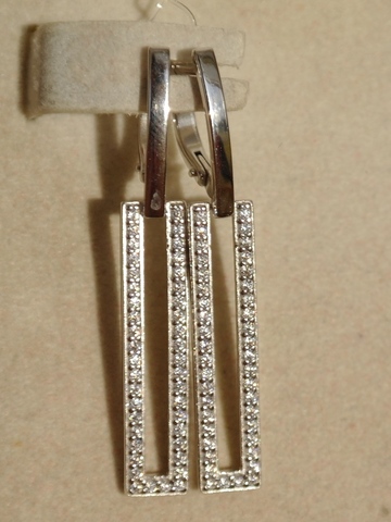 Серьги-линия из серебра с фианитами