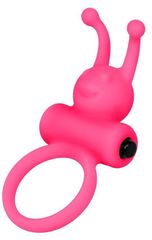 Розовое эрекционное виброкольцо на пенис Eromantica - 