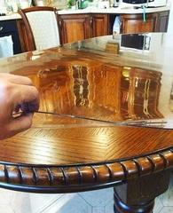 Скатерть мягкое стекло на овальном столе