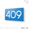 Номер на дверь 409, табличка на дверь для офиса, квартиры, кабинета, аудитории, склада, голубая 120х70 мм, Айдентика Технолоджи
