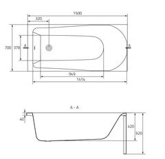 ВАННА АКРИЛОВАЯ CERSANIT FLAVIA 150x70 С НОЖКАМИ
