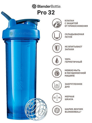 Картинка шейкер Blender Bottle pro32 946 Blue - 3