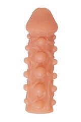 Телесная закрытая насадка с шариками Cock Sleeve Size M - 15,6 см. - 