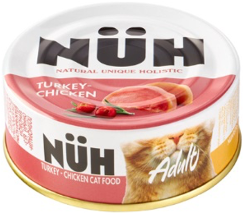 NUX консервы для кошек беззерновые (индейка и  цыпленок) 100 г