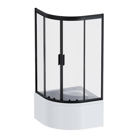 Am.Pm W90G-401A090BT Душевое ограждение Gem Deep 1/4 Rond 90x90 стекло прозрачное, профиль черный матовый,