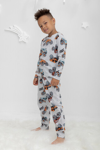Пижама  для мальчика  К 1552/машины на светло-сером