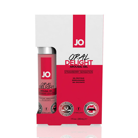 JO Oral Delight Strawberry Sensation Стимулирующий гель для оральных ласк с десенсибилизацией клубничный