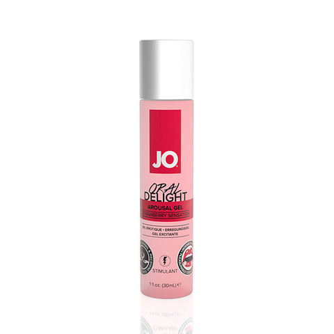 JO Oral Delight Strawberry Sensation Стимулирующий гель для оральных ласк с десенсибилизацией клубничный