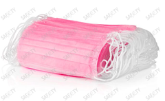 Маска одноразовая трёхслойная (смс) "СЕЙФИТИ", РОЗОВАЯ, в пакете, 50шт/уп, Россия