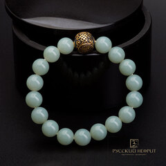 Браслет Православный. Голубой нефрит. 10 мм.