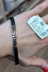 7121к- Браслет из каучука со вставками из золота 585 пробы