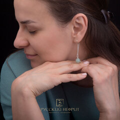 Серьги-протяжки Luna. Серебро, буромский нефрит