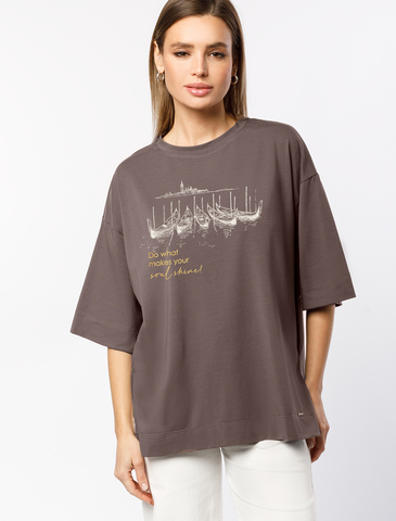 Футболка свободного кроя с авторским принтом  D49.082 (115629)