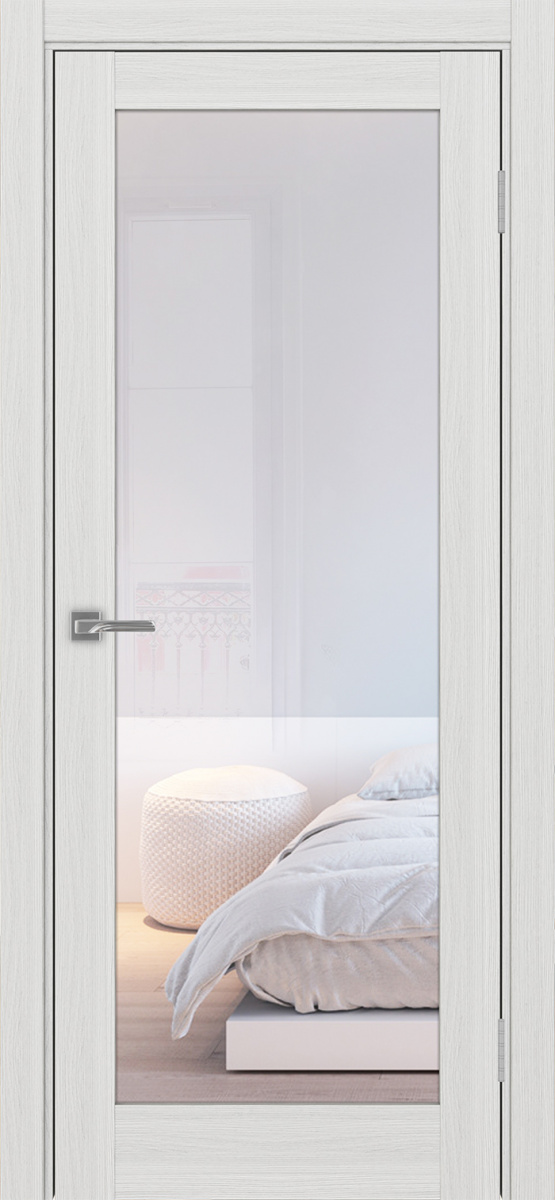 Дверь межкомнатная Оптима Порте Турин 501.2, цвет серебристый ясень, экошпон, стекло прозрачное