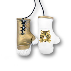 Перчатки боксерские комбинированные "Золотой тигр", белые с золотым