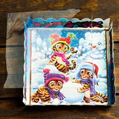 Коробочка для печенья "Новогодние забавы", 15 х 15 х 3 см