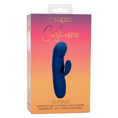 Синий вибромассажер-кролик Cashmere Silk Duo - 16,5 см. - 