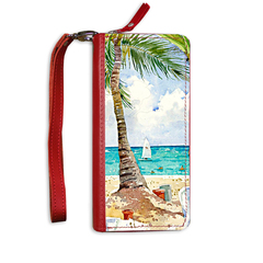 Клатч на молнии комбинированный «Пальмы и пляж», красный