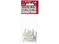 ЗУБР ЕВРО 6х30 / 4х45 мм, распорный дюбель полипропиленовый с шурупом-крюком, 8 шт (30676-06-30)