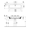 Duravit 2361120000 ME by Starck Раковина для мебели 1230х490 мм,  с переливом, с площадкой, с 1 отв. под смеситель по центру, Цвет белый