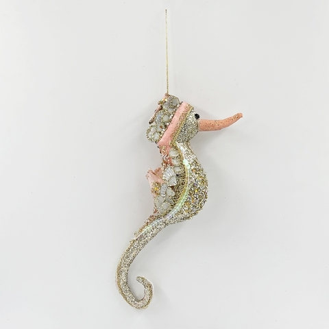 Елочная игрушка Морской конек 8х23см ChristmasDeLuxe premium collection коралловый